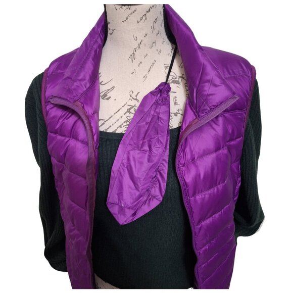 New Womens Packable Micro Quilted Down Hiking Vest Purple XL - Outerwear Fall - Picture 1 of 11